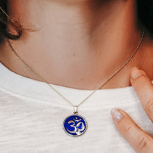 Load image into Gallery viewer, ITI NYC Hindu Om Pendant with Dark Blue Enamel in Sterling Silver
