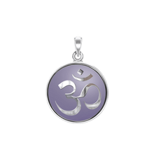 Load image into Gallery viewer, ITI NYC Hindu Om Pendant with Lavender Enamel in Sterling Silver

