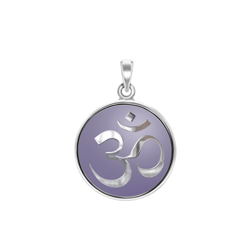 ITI NYC Hindu Om Pendant with Lavender Enamel in Sterling Silver