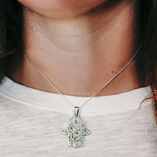 Load image into Gallery viewer, ITI NYC Hamsa Pendant with Green Enamel in Sterling Silver
