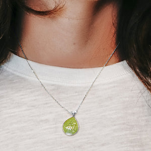 ITI NYC Allah Necklace with Light Green Enamel in Sterling Silver
