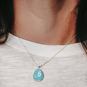 ITI NYC Allah Necklace with Light Blue Enamel in Sterling Silver