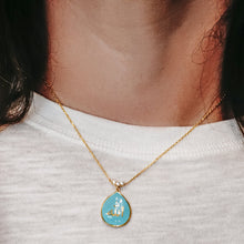 Load image into Gallery viewer, ITI NYC Allah Necklace with Light Blue Enamel in Sterling Silver
