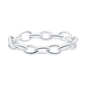 Oval Soho Rolo Chain Ring in Sterling Silver