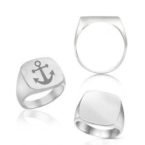 Square Signet Rings in Sterling Silver (10 mm - 18 mm)