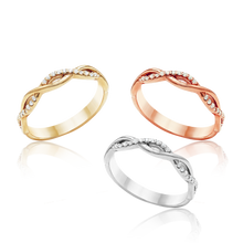 Load image into Gallery viewer, Stackable Ring with Stones in Oval Braid Design in 14K Gold
