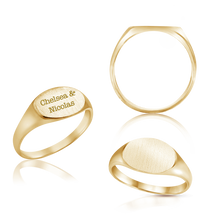 Load image into Gallery viewer, Oval (Horizontal) Signet Rings in 14K Yellow Gold (4 x 6 mm - 8 x 11 mm)
