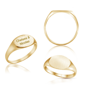Oval (Horizontal) Signet Rings in 14K Yellow Gold (4 x 6 mm - 8 x 11 mm)