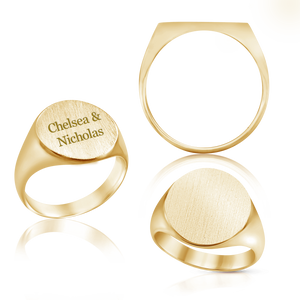 Oval (Vertical) Signet Rings in 14K Yellow Gold (6 x 4 mm - 20 x 18 mm)