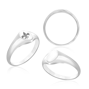 Oval (Vertical) Signet Rings in Sterling Silver (4 x 6 mm - 20 x 18 mm)
