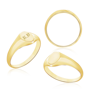 Oval (Vertical) Signet Rings in 14K Yellow Gold (6 x 4 mm - 20 x 18 mm)