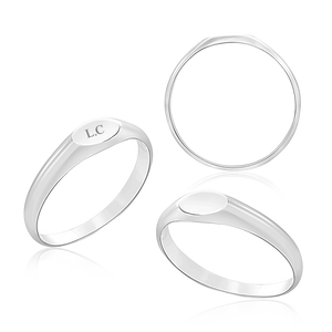 Oval (Horizontal) Signet Rings in Sterling Silver (4 x 6 mm - 8 x 11 mm)