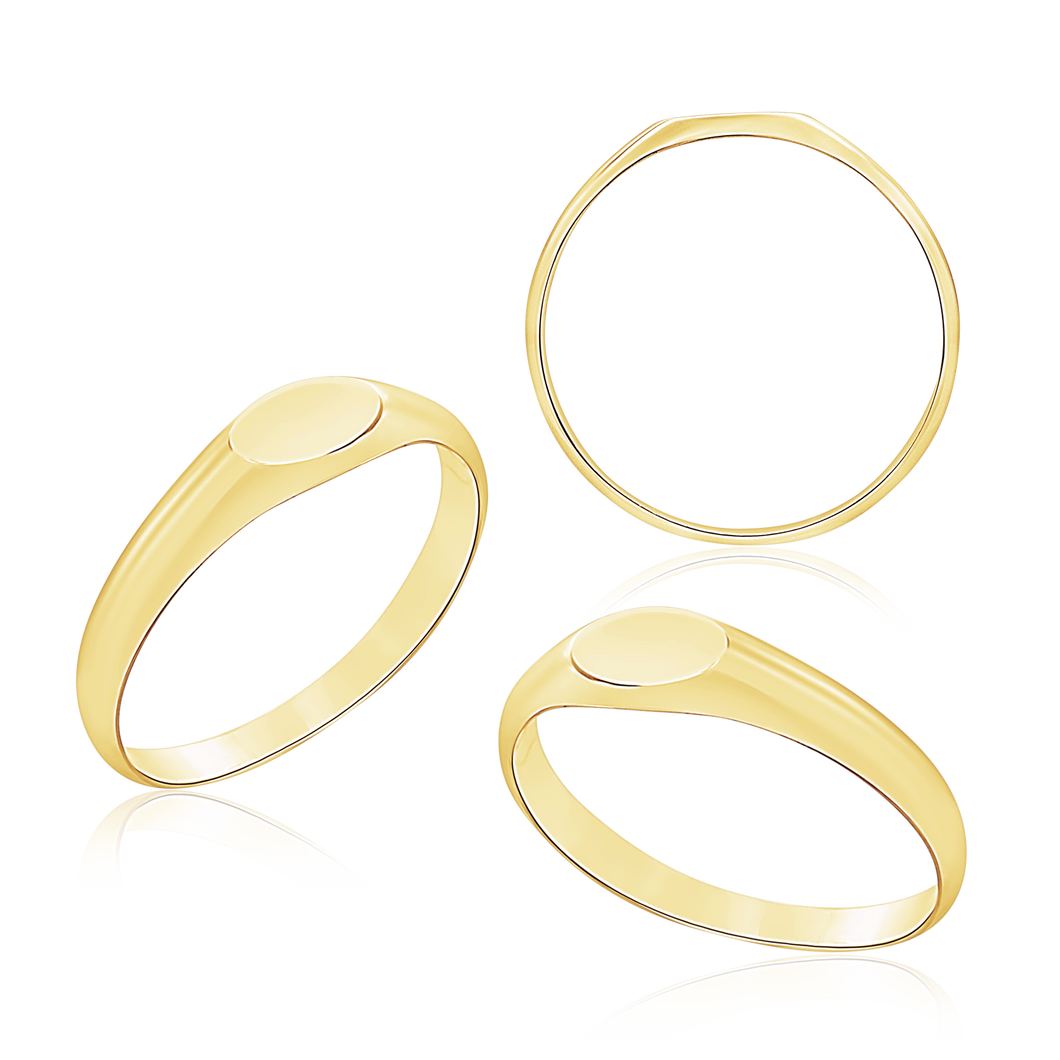 Oval (Horizontal) Signet Rings in 14K Yellow Gold (4 x 6 mm - 8 x 11 mm)
