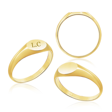 Load image into Gallery viewer, Oval (Horizontal) Signet Rings in 14K Yellow Gold (4 x 6 mm - 8 x 11 mm)
