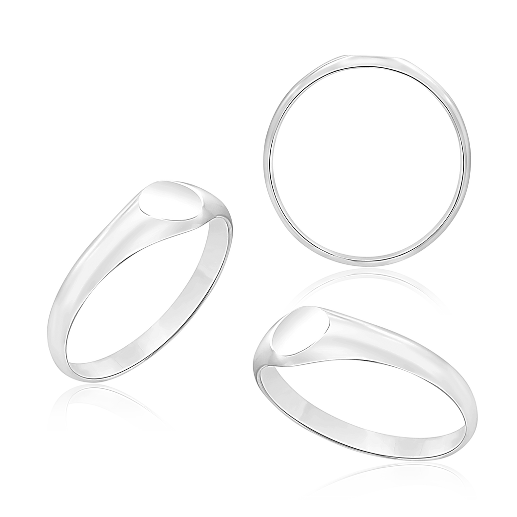 Round Signet Rings in Sterling Silver (5 mm - 7 mm)