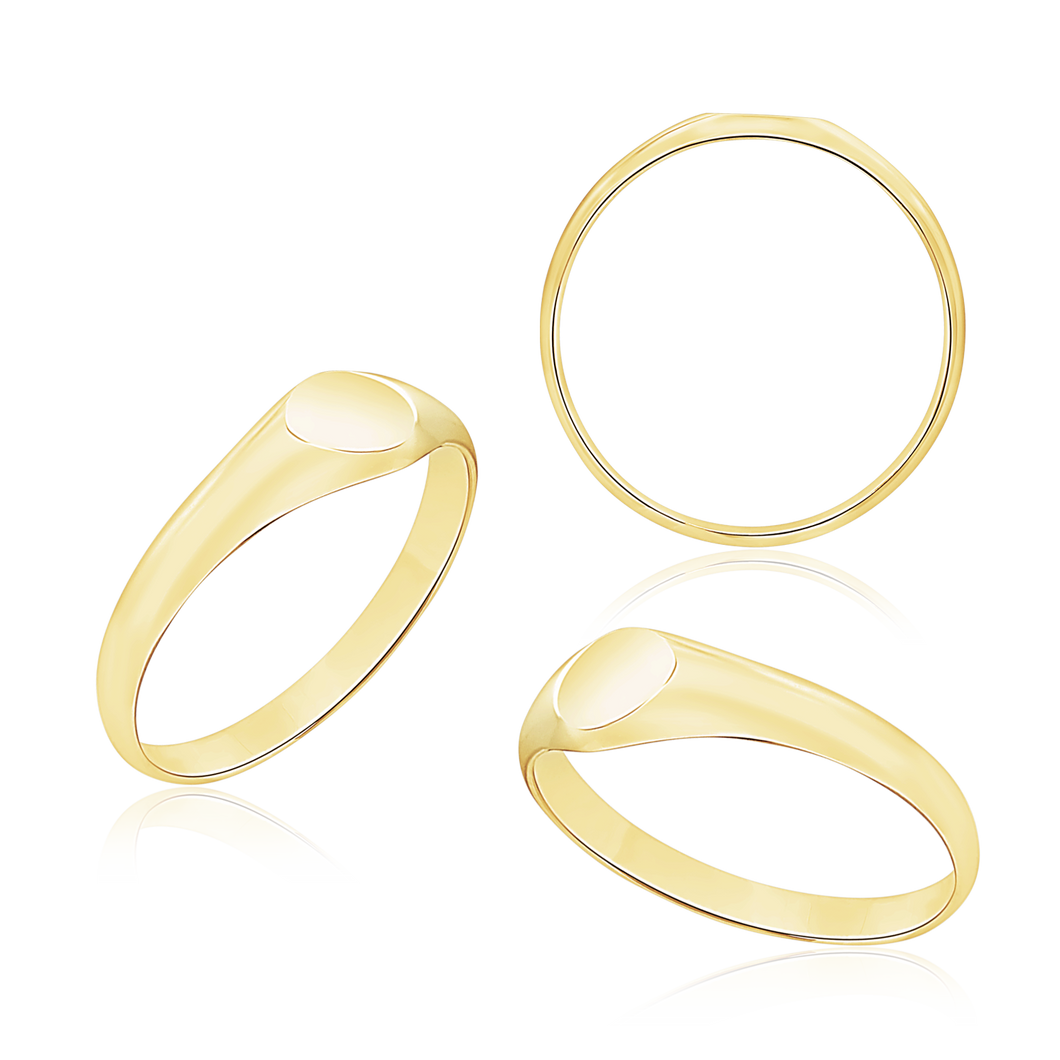 Round Signet Rings in 14K Yellow Gold (5 mm - 10 mm)