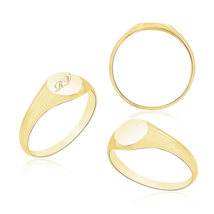 Round Signet Rings in 14K Yellow Gold (5 mm - 10 mm)