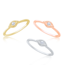 Load image into Gallery viewer, Stackable Evil Eye Ring with Stone in Sterling Silver
