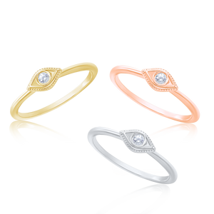 Stackable Evil Eye Ring with Stone in Sterling Silver