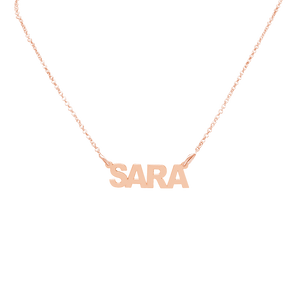 Block Letter Laser Cut Out Necklace in Sterling Silver in 18K Rose Gold Finish