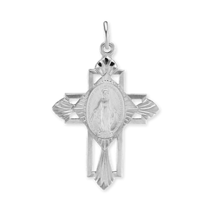 ITI NYC Cross Pendant with Miraculous Medallion in Sterling Silver