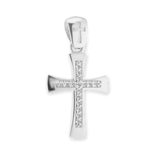 Load image into Gallery viewer, ITI NYC Tapered Cross Pendant with Cubic Zirconia in Sterling Silver

