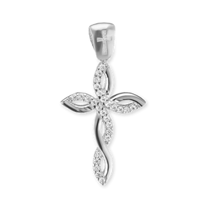 ITI NYC Eternity Cross Pendant with Cubic Zirconia in Sterling Silver