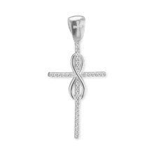 Load image into Gallery viewer, ITI NYC Infinity Cross Pendant with Cubic Zirconia in Sterling Silver
