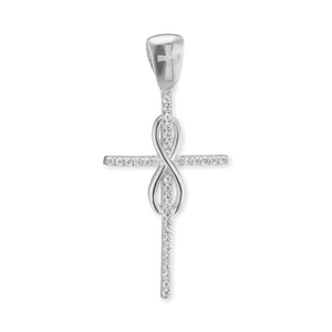 ITI NYC Infinity Cross Pendant with Cubic Zirconia in Sterling Silver