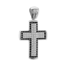 Load image into Gallery viewer, ITI NYC Classic Cross Pendant with Cubic Zirconia in Sterling Silver
