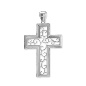 ITI NYC Filigree Scroll Cross Pendant in Sterling Silver