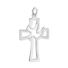 Load image into Gallery viewer, ITI NYC Cross Pendant with Holy Spirit Dove in Sterling Silver
