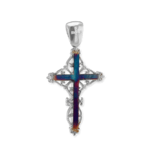 Load image into Gallery viewer, ITI NYC Filigree Cross Pendant with Ember Finish in Sterling Silver
