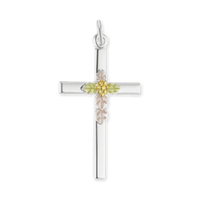 Load image into Gallery viewer, ITI NYC Floral Cross Pendant in Sterling Silver
