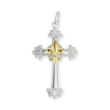 Load image into Gallery viewer, ITI NYC Fleur De Lis Cross Pendant in Sterling Silver
