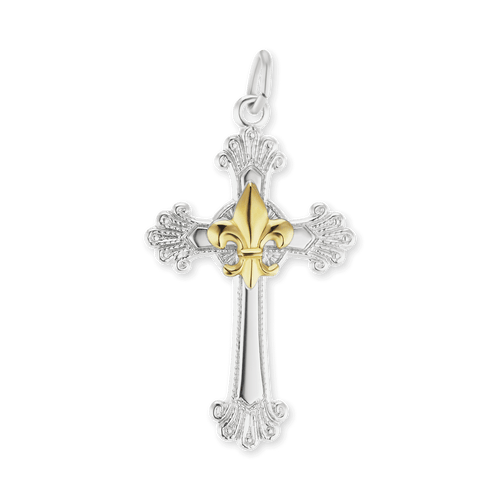 ITI NYC Fleur De Lis Cross Pendant in Sterling Silver