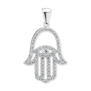ITI NYC Hamsa Pendant with Evil Eye in Sterling Silver