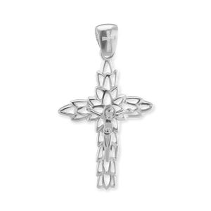 ITI NYC Filigree Olive Leaf Crucifix Pendant in Sterling Silver