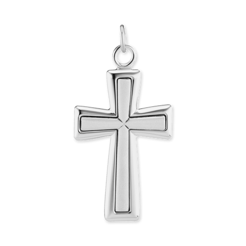 ITI NYC Flared Cross Pendant with Embossed Design in Sterling Silver