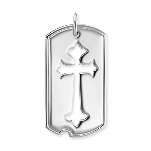 ITI NYC Trefoil Cross Dog Tag Christian Pendant in Sterling Silver