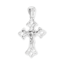 Load image into Gallery viewer, ITI NYC Filigree Trefoil Crucifix Pendant in Sterling Silver
