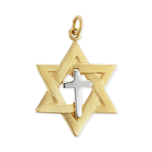 Load image into Gallery viewer, ITI NYC Two-Tone Star of David Pendant with Cross in Sterling Silver
