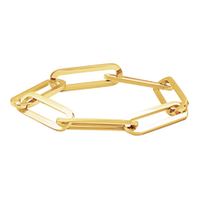 Load image into Gallery viewer, Tribeca Round Trace Paperclip Chain Ring in 14K Yellow Gold
