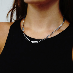 Tribeca Trace Paperclip Chain Necklace in Sterling Silver