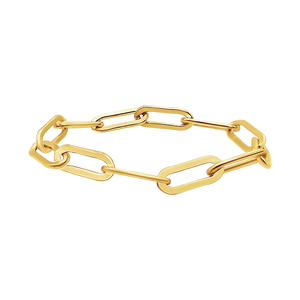 Tribeca Round Trace Paperclip Chain Ring in 14K Yellow Gold