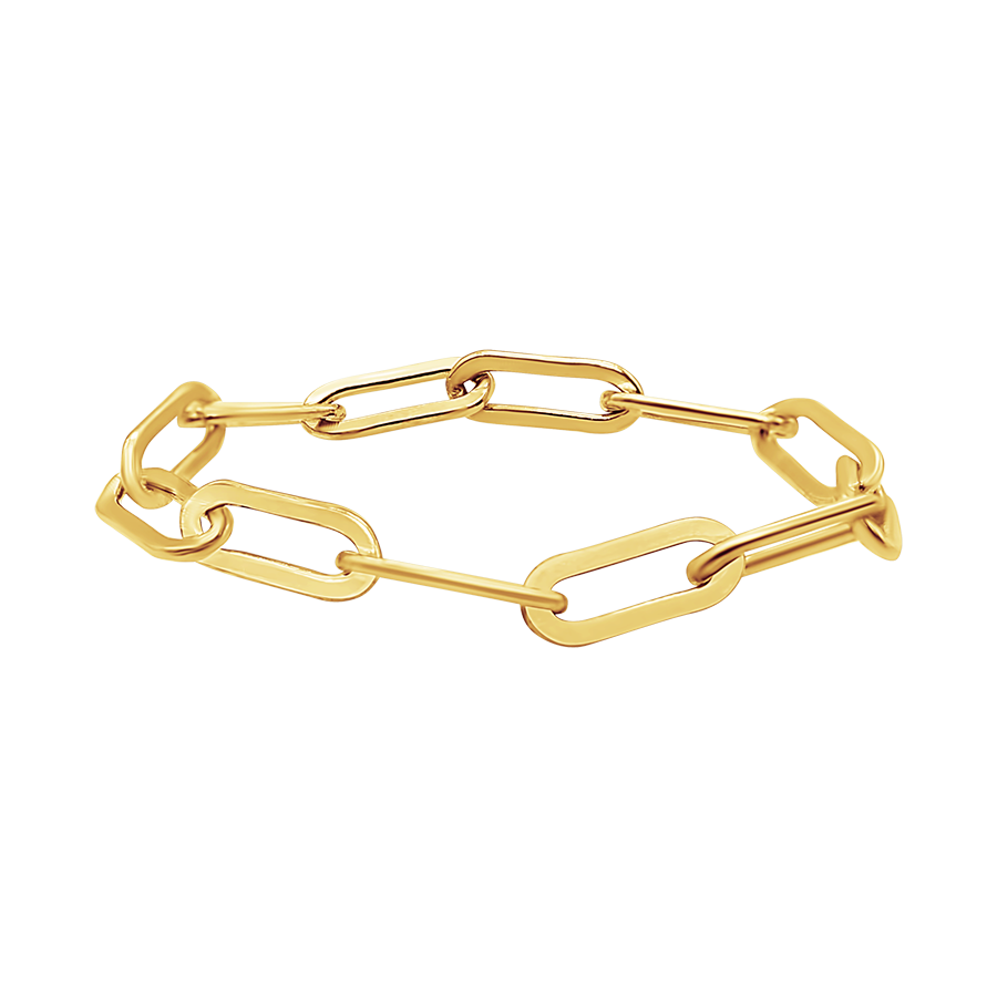 Tribeca Round Trace Paperclip Chain Ring in 14K Yellow Gold