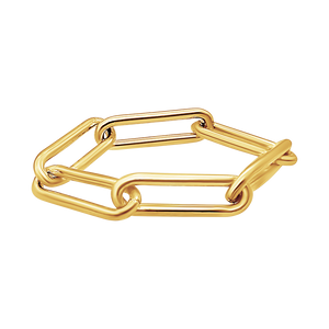 Round Tribeca Trace Paperclip Cable Chain Ring in Gold Filled