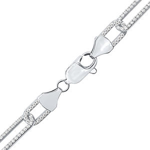 Tribeca Trace Paperclip Chain Necklace with Alternating Stones in Sterling Silver