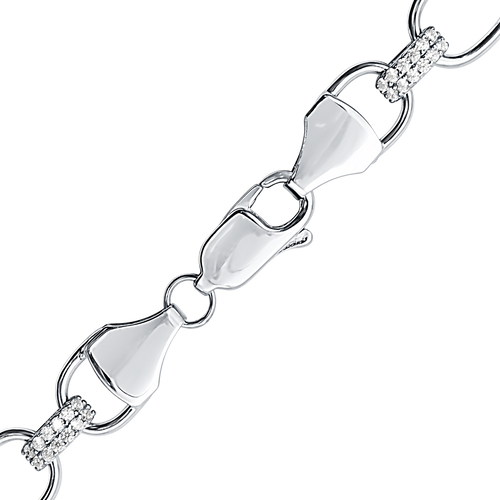 Oval Tribeca Trace Chain Paperclip Necklace with Alternating Stones in Sterling Silver