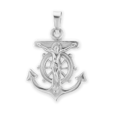 Load image into Gallery viewer, ITI NYC Mariner Anchor Crucifix Pendant in Sterling Silver
